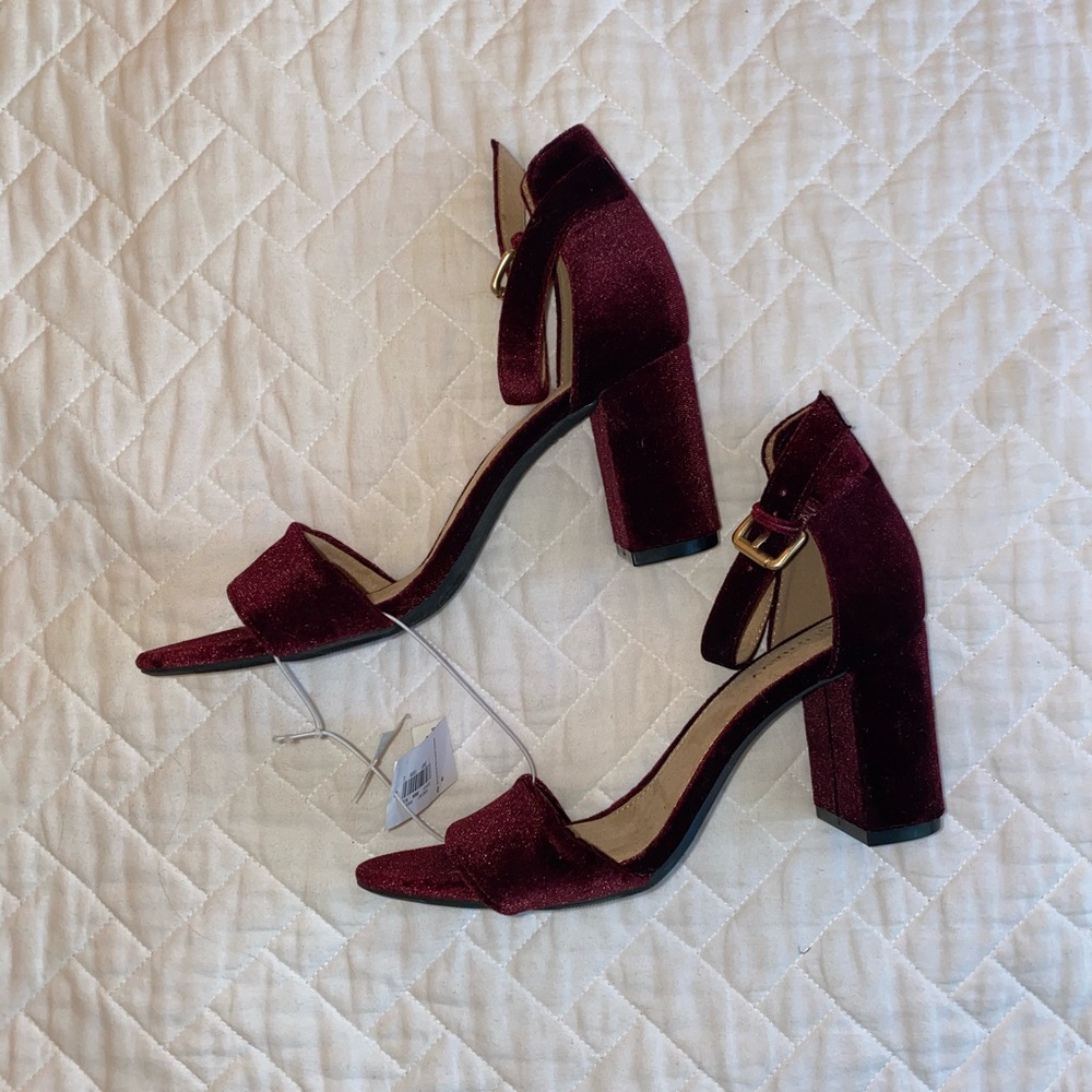 Old Navy red velvet block heels